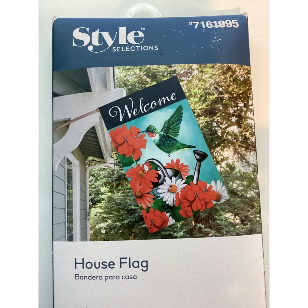 Style Selections Welcome House Flag Hummingbird Flowers 28x44 Double Sided